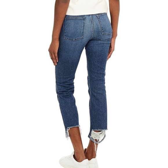 3x1 NYC Authentic Straight Crop Cammi Distressed Hem High Rise Jeans - Picture 6 of 14